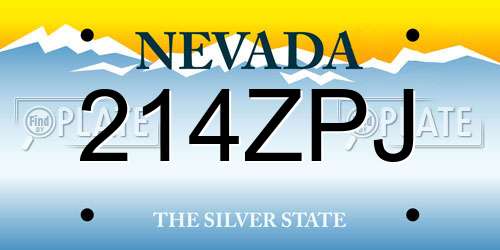 214ZPJ Nevada License Plate