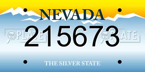 215673 Nevada License Plate