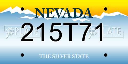 215T71 Nevada License Plate