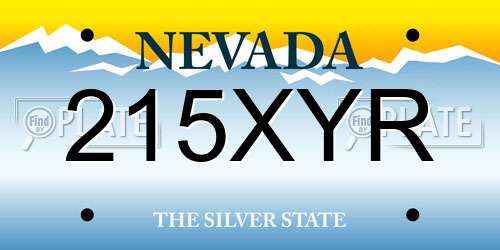 215XYR Nevada License Plate