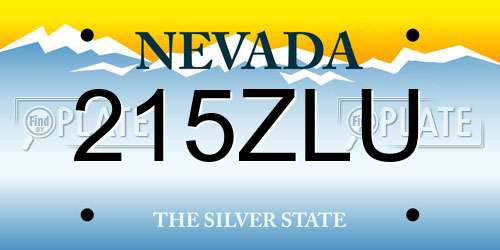 215ZLU Nevada License Plate