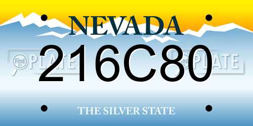 216C80 Nevada License Plate