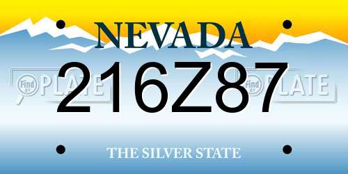 216Z87 Nevada License Plate