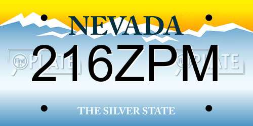 216ZPM Nevada License Plate