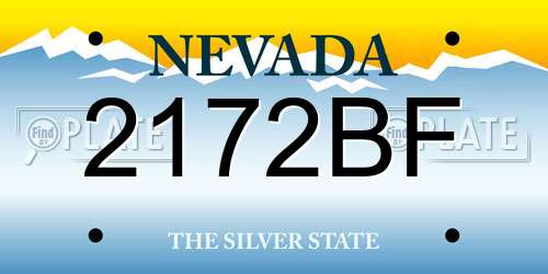 2172BF Nevada License Plate