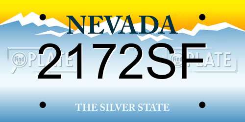 2172SF Nevada License Plate
