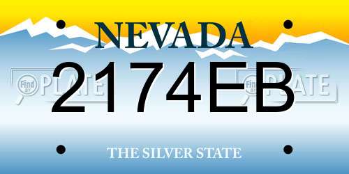 2174EB Nevada License Plate