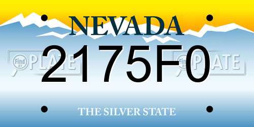 2175F0 Nevada License Plate