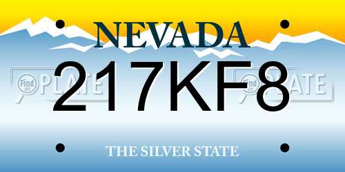 217KF8 Nevada License Plate