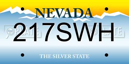 217SWH Nevada License Plate