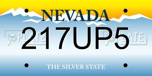 217UP5 Nevada License Plate