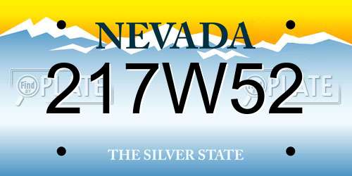 217W52 Nevada License Plate
