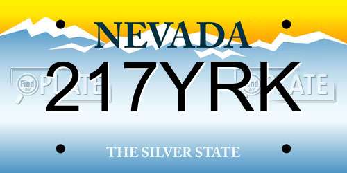 217YRK Nevada License Plate