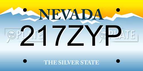 217ZYP Nevada License Plate