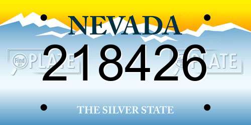 218426 Nevada License Plate