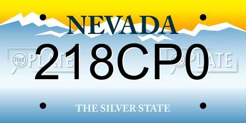 218CP0 Nevada License Plate