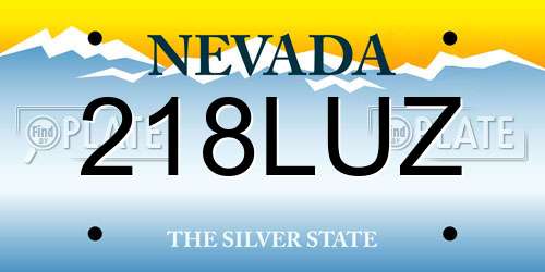 218LUZ Nevada License Plate