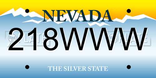 218WWW Nevada License Plate