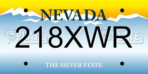 218XWR Nevada License Plate