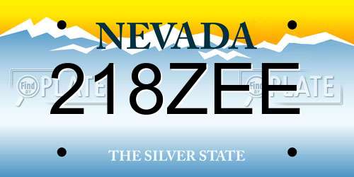 218ZEE Nevada License Plate