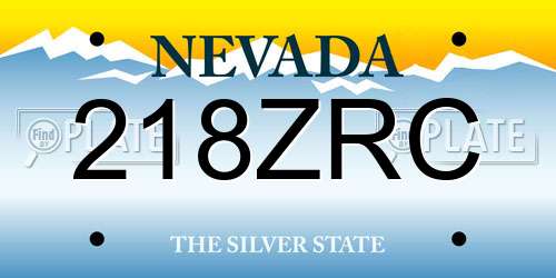 218ZRC Nevada License Plate