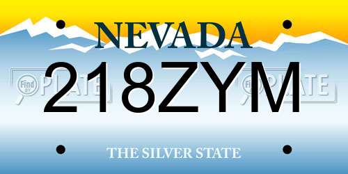 218ZYM Nevada License Plate
