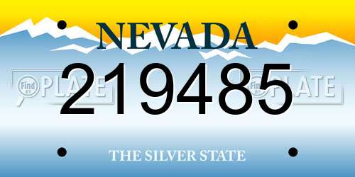 219485 Nevada License Plate