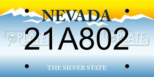 21A802 Nevada License Plate