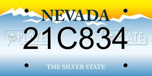 21C834 Nevada License Plate