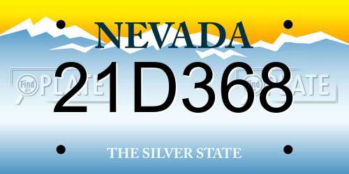 21D368 Nevada License Plate