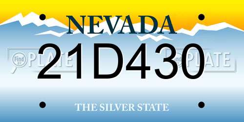 21D430 Nevada License Plate