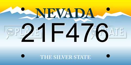 21F476 Nevada License Plate