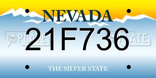 21F736 Nevada License Plate