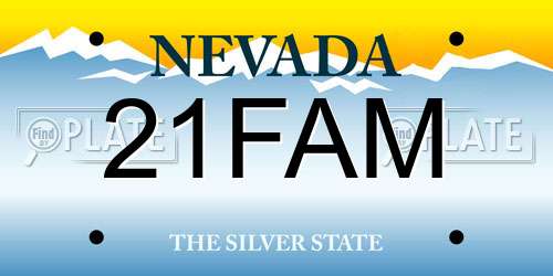 21FAM Nevada License Plate