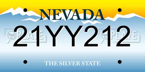 21YY212 Nevada License Plate