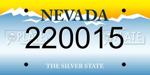220015 Nevada License Plate