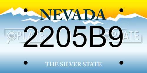2205B9 Nevada License Plate