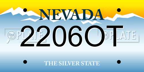 2206OT Nevada License Plate