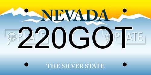 220GOT Nevada License Plate