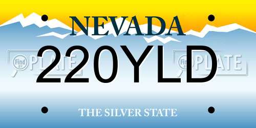 220YLD Nevada License Plate