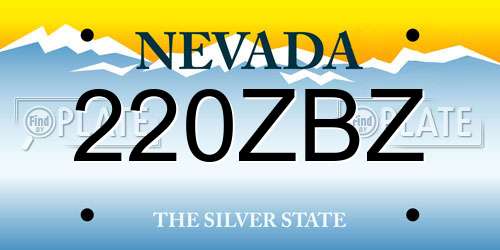 220ZBZ Nevada License Plate