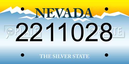 2211028 Nevada License Plate