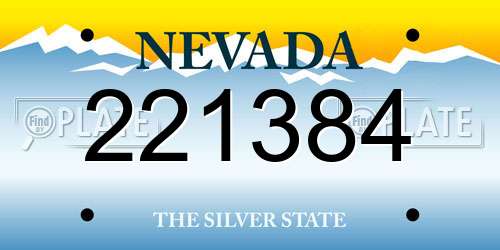 221384 Nevada License Plate