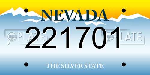 221701 Nevada License Plate