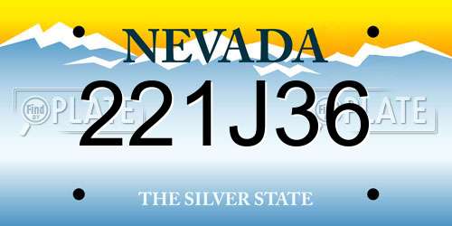 221J36 Nevada License Plate