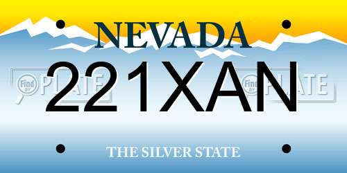 221XAN Nevada License Plate