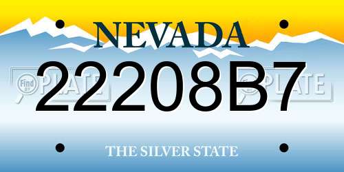 22208B7 Nevada License Plate