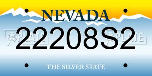 22208S2 Nevada License Plate