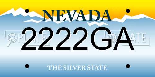 2222GA Nevada License Plate