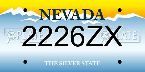 2226ZX Nevada License Plate